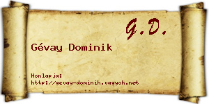 Gévay Dominik névjegykártya